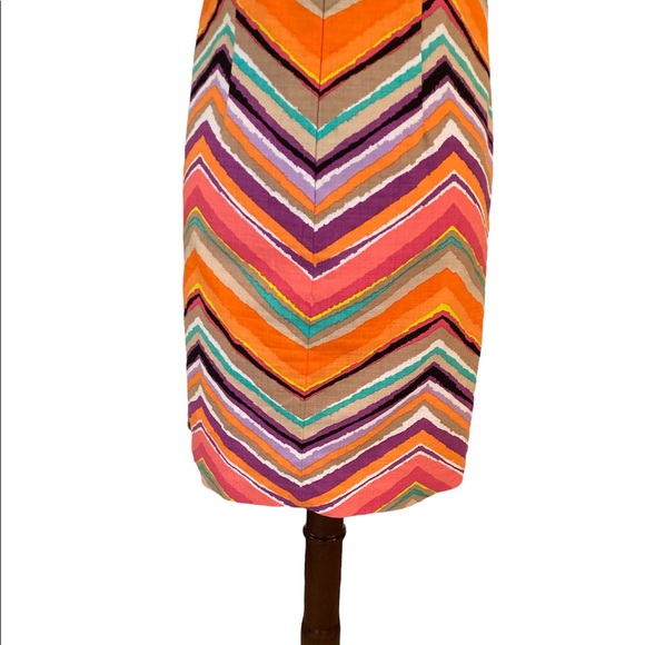 Trina Turk Aviva Chevron Coral Pastel Orange Zigzag Tunic Shift Slip Dress - 4 - Picture 9 of 12
